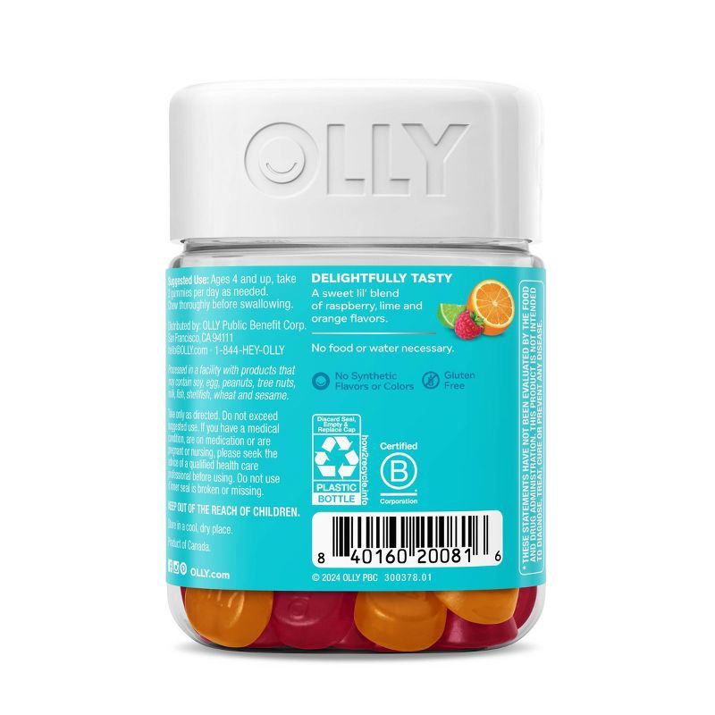 slide 4 of 7, OLLY Kids Chillax Supplement Gummies with Magnesium, L-Theanine & Lemon Balm - Sunny Sherbet - 50ct, 50 ct