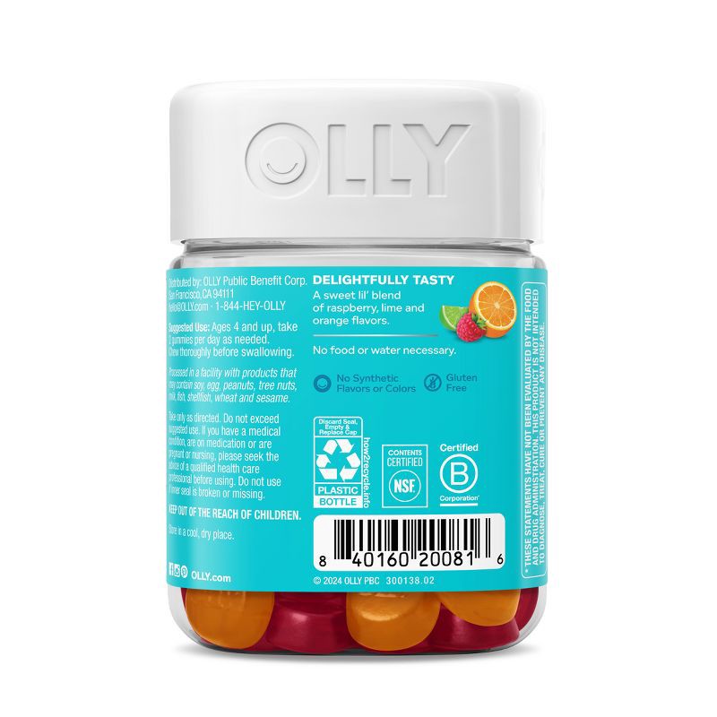 slide 7 of 9, OLLY Kids Chillax Supplement Gummies with Magnesium, L-Theanine & Lemon Balm - Sunny Sherbet - 50ct, 50 ct