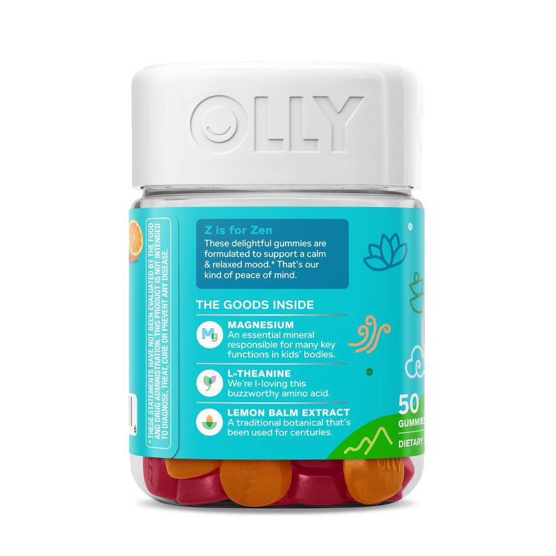 slide 8 of 11, OLLY Kids Chillax Supplement Gummies with Magnesium, L-Theanine & Lemon Balm - Sunny Sherbet - 50ct, 50 ct