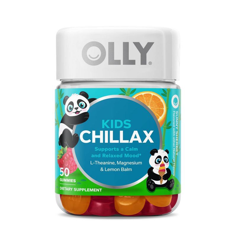 slide 1 of 7, OLLY Kids Chillax Supplement Gummies with Magnesium, L-Theanine & Lemon Balm - Sunny Sherbet - 50ct, 50 ct