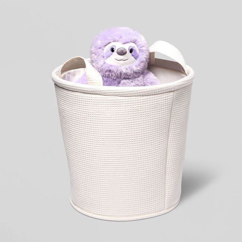 slide 3 of 5, Large Waffle Kids' Storage Basket Cream - Pillowfort™: Circular Polyester Toy Organizer, Spot Clean, 13"x13", 1 ct