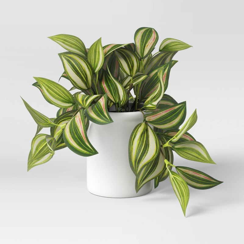 slide 1 of 3, 8" Trailing Zebrina Artificial Plant - Threshold™: Ceramic Pot, Indoor/Outdoor Decor, 1 ct