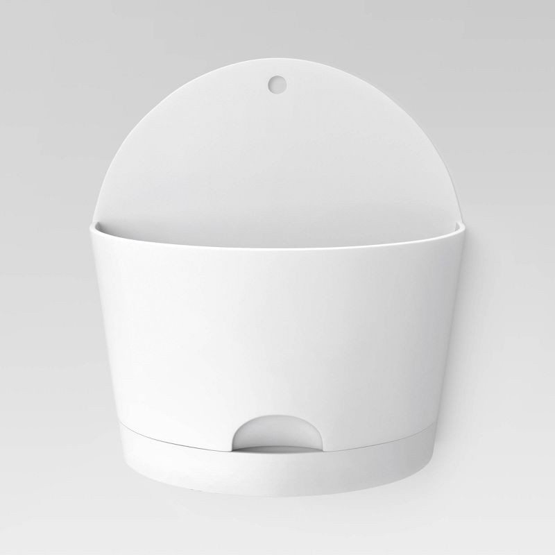 slide 3 of 4, 2pc Self-Watering Wall Half-Circle Indoor Outdoor Planter Pots White 8"x4.75" - Room Essentials™: Polypropylene, No Assembly Required, 2 ct