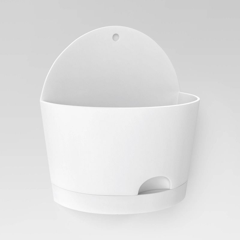 slide 4 of 4, 2pc Self-Watering Wall Half-Circle Indoor Outdoor Planter Pots White 8"x4.75" - Room Essentials™: Polypropylene, No Assembly Required, 2 ct
