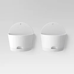2pc Self-Watering Wall Half-Circle Indoor Outdoor Planter Pots White 8"x4.75" - Room Essentials™: Polypropylene, No Assembly Required