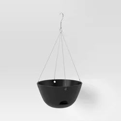 3pc Hanging Self-Watering Indoor Outdoor Planter Pot 1 Planter with Hanging Hardware Black 12"x12"x6" - Room Essentials™