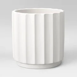 8.11" Wide Outdoor Geared Ceramic Planter White - Project 62