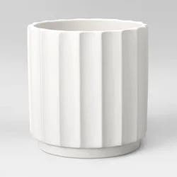 8.11" Wide Outdoor Geared Ceramic Planter White - Project 62