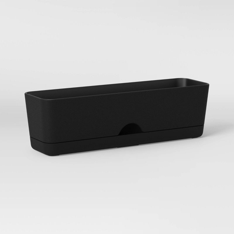 slide 3 of 5, Self-Watering Window Rectangular Indoor Outdoor Planter Box Black 16"x4.5" - Room Essentials™: Modern Polypropylene, No Drainage, 1 ct