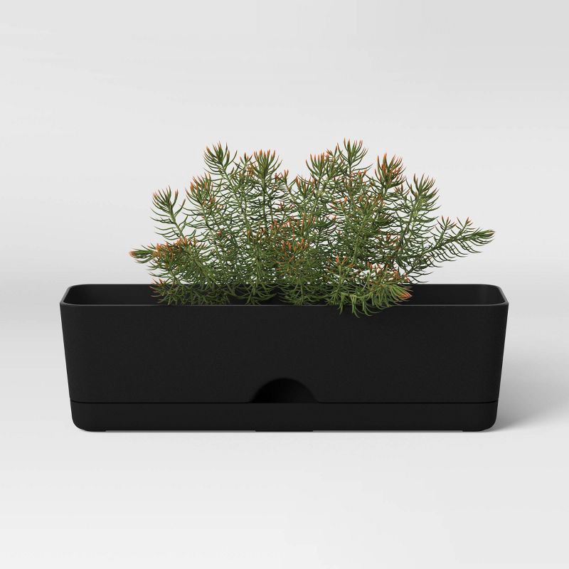 slide 4 of 5, Self-Watering Window Rectangular Indoor Outdoor Planter Box Black 16"x4.5" - Room Essentials™: Modern Polypropylene, No Drainage, 1 ct