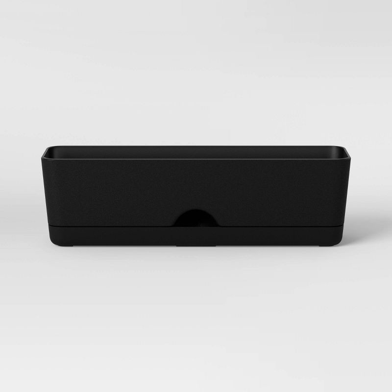 slide 1 of 5, Self-Watering Window Rectangular Indoor Outdoor Planter Box Black 16"x4.5" - Room Essentials™: Modern Polypropylene, No Drainage, 1 ct