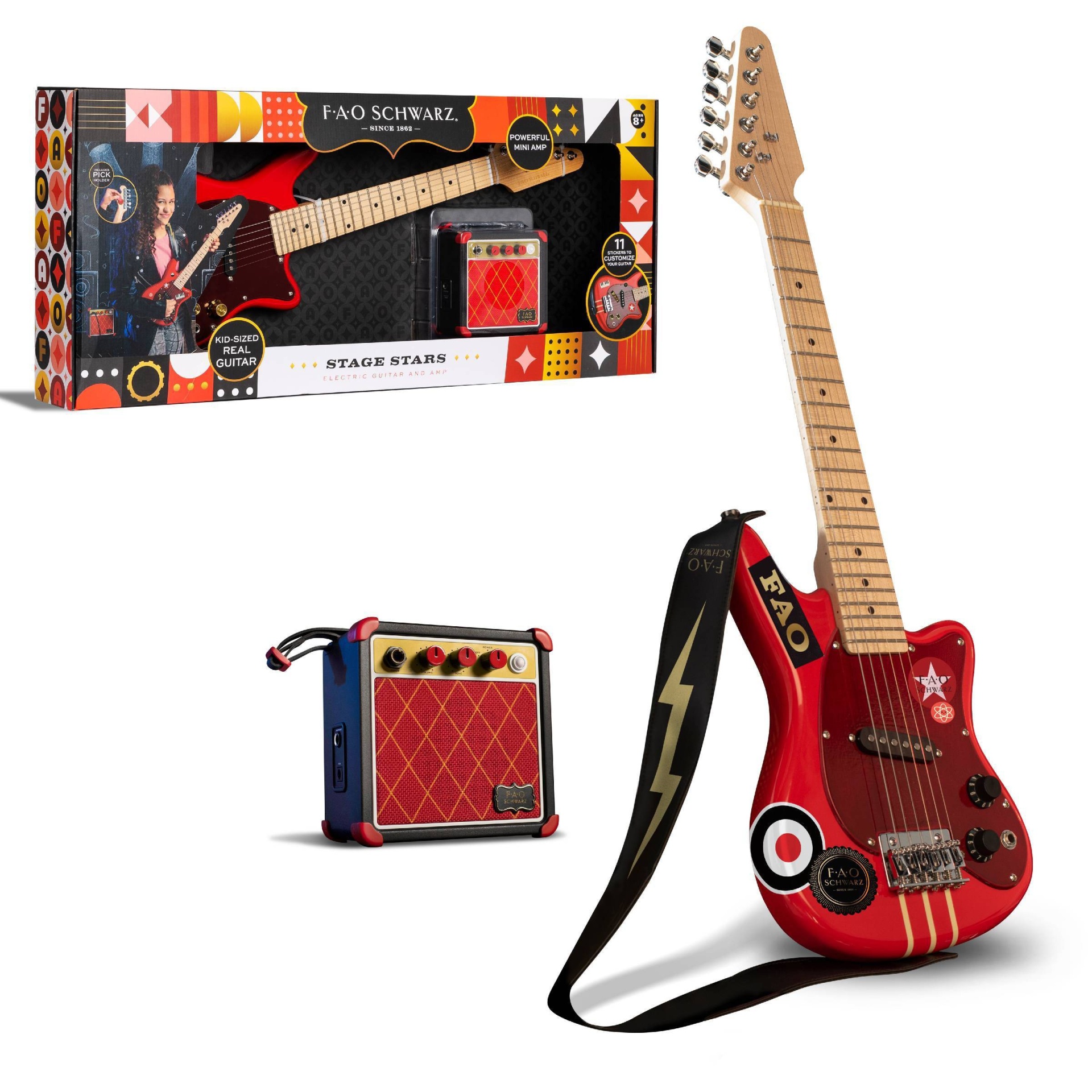 slide 1 of 6, FAO Schwarz Stage Stars Electric 6-String Guitar And Amp, 1 ct