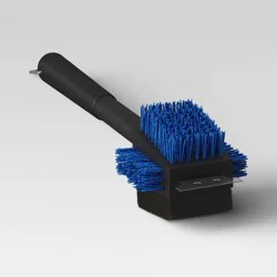 Grill Cleaning Brush Blue Nylon Bristles Black - Room Essentials™: Long Handle, Sponge, Metal Scraper