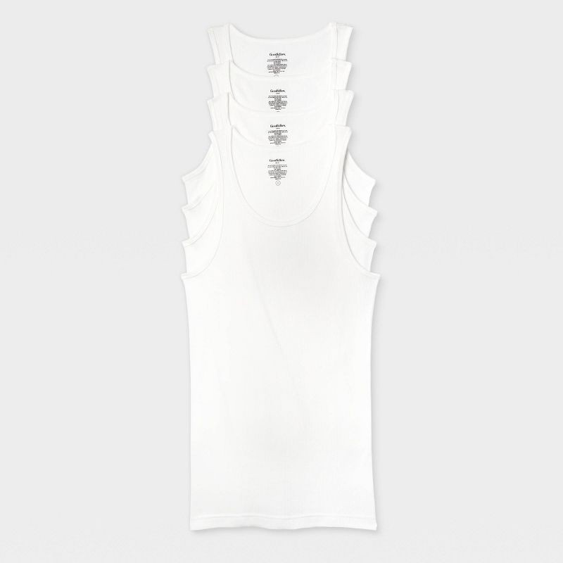 slide 1 of 3, Men's 4pk Ribbed Tank Top - Goodfellow & Co™ White M, 4 ct