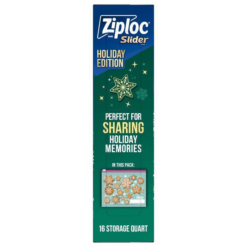 slide 12 of 12, Ziploc Holiday Slider Storage Quart Bags - 16ct, 16 ct