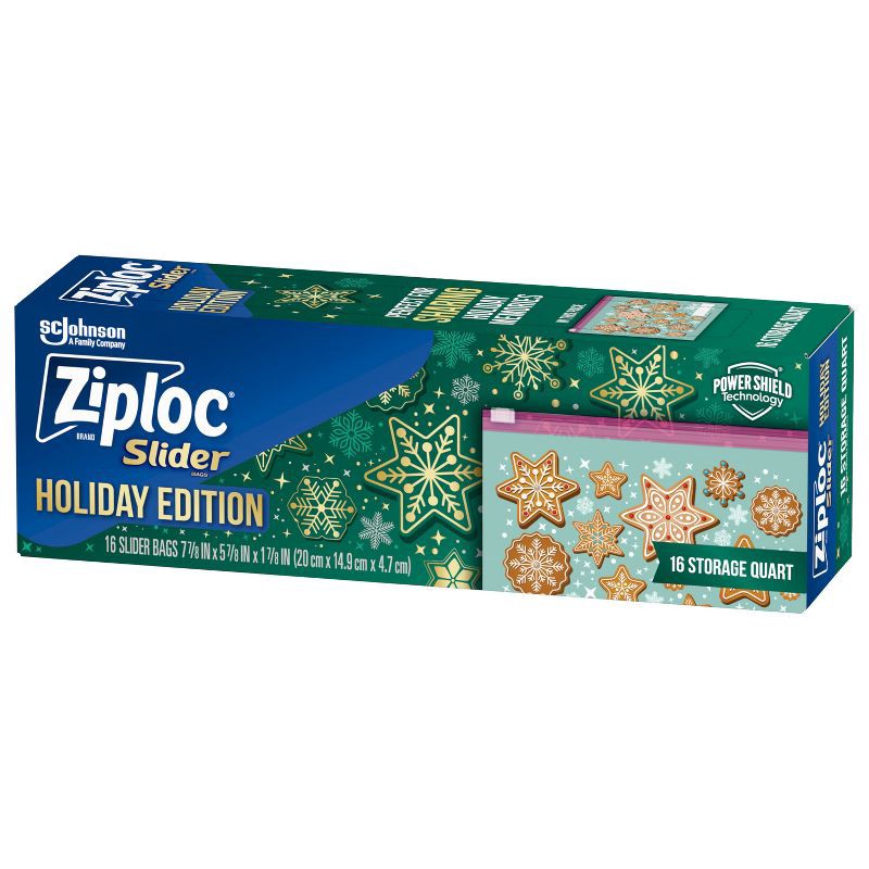 slide 9 of 12, Ziploc Holiday Slider Storage Quart Bags - 16ct, 16 ct