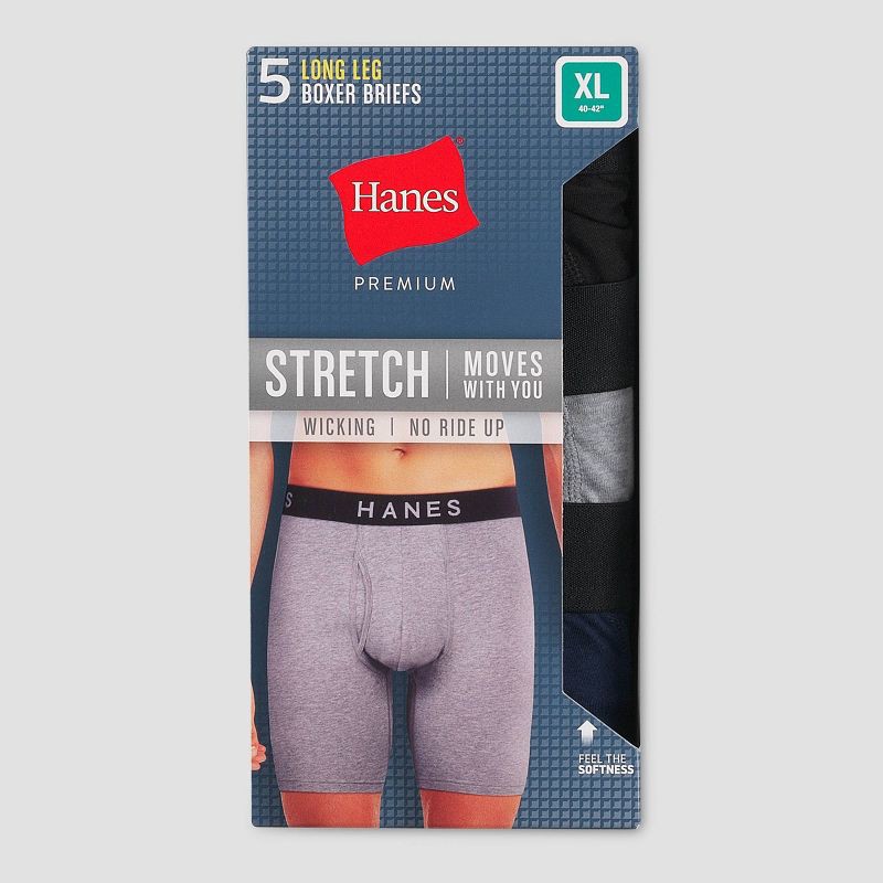 Hanes Premium Men's Stretch Long Leg Boxer Briefs 5pk - Black/navy