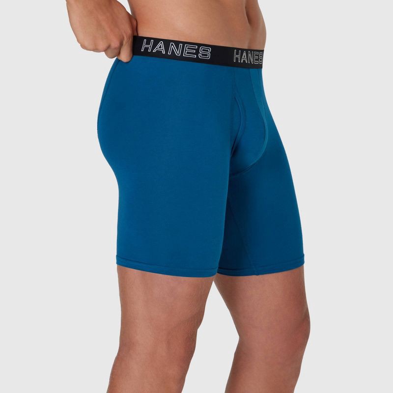 slide 6 of 7, Hanes Premium Men's Stretch Long Leg Boxer Briefs 5pk - Black/Navy Blue/Gray XXL: Tagless, Breathable, Moisture Wicking, 5 ct