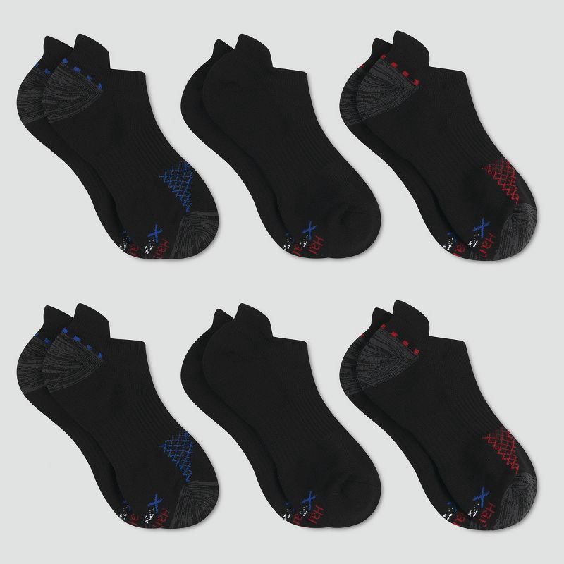 slide 2 of 3, Hanes Premium Men's X-Temp Performance Heel Shield Socks 6pk - Black, 6 ct