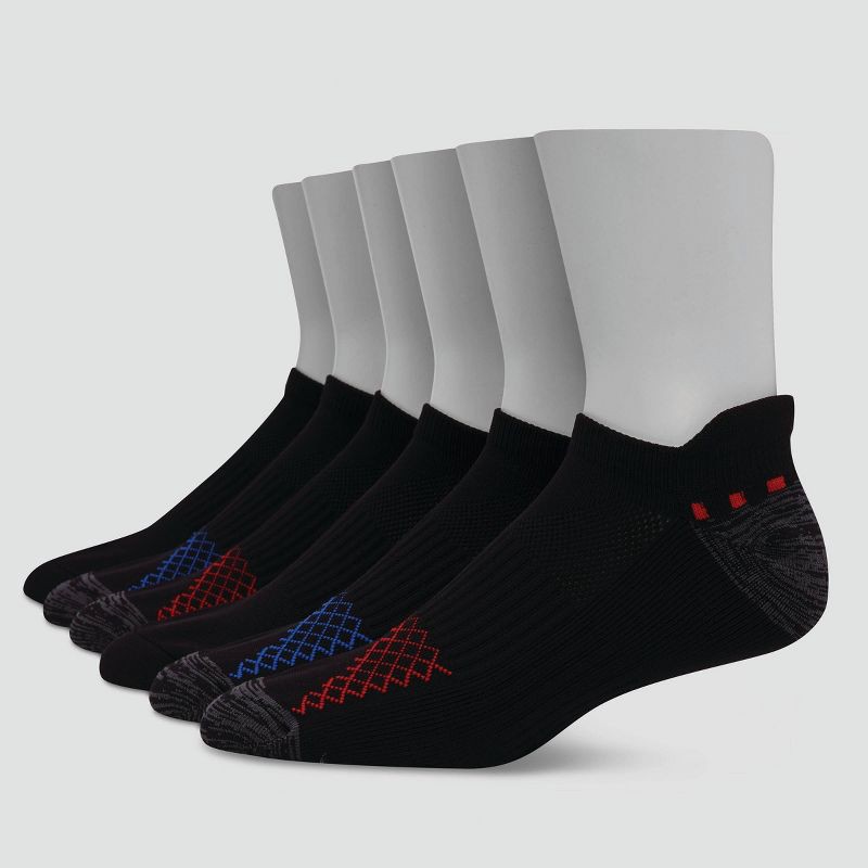 slide 1 of 3, Hanes Premium Men's X-Temp Performance Heel Shield Socks 6pk - Black, 6 ct