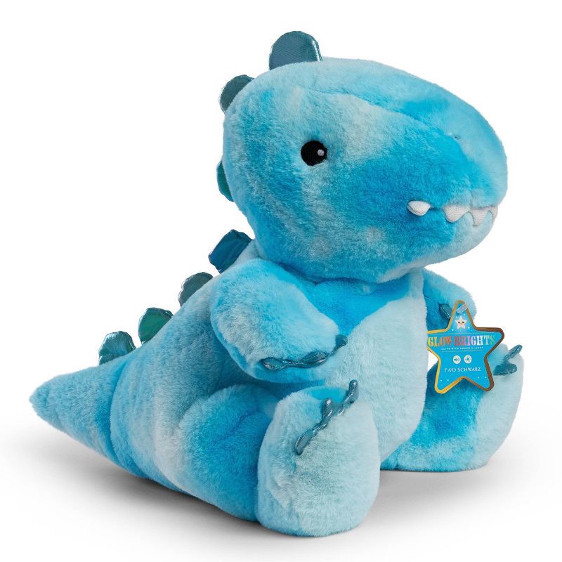 slide 1 of 7, FAO Schwarz Glow Brights Toy Plush LED with Sound Blue Dinosaur 12" Stuffed Animal, 1 ct