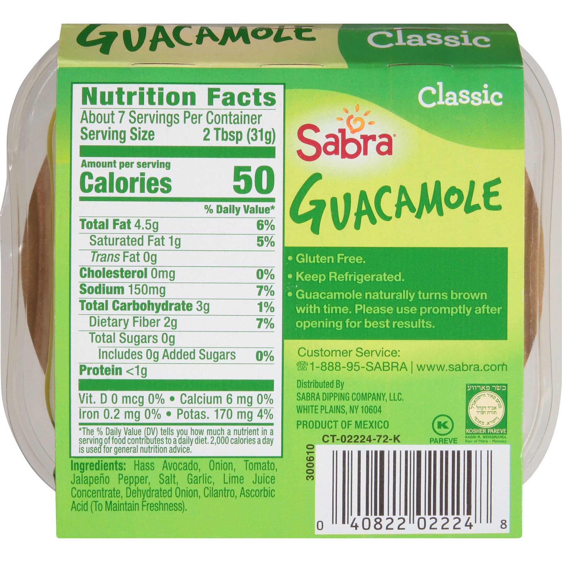 slide 4 of 6, Sabra All Natural Classic Guacamole, 8 oz