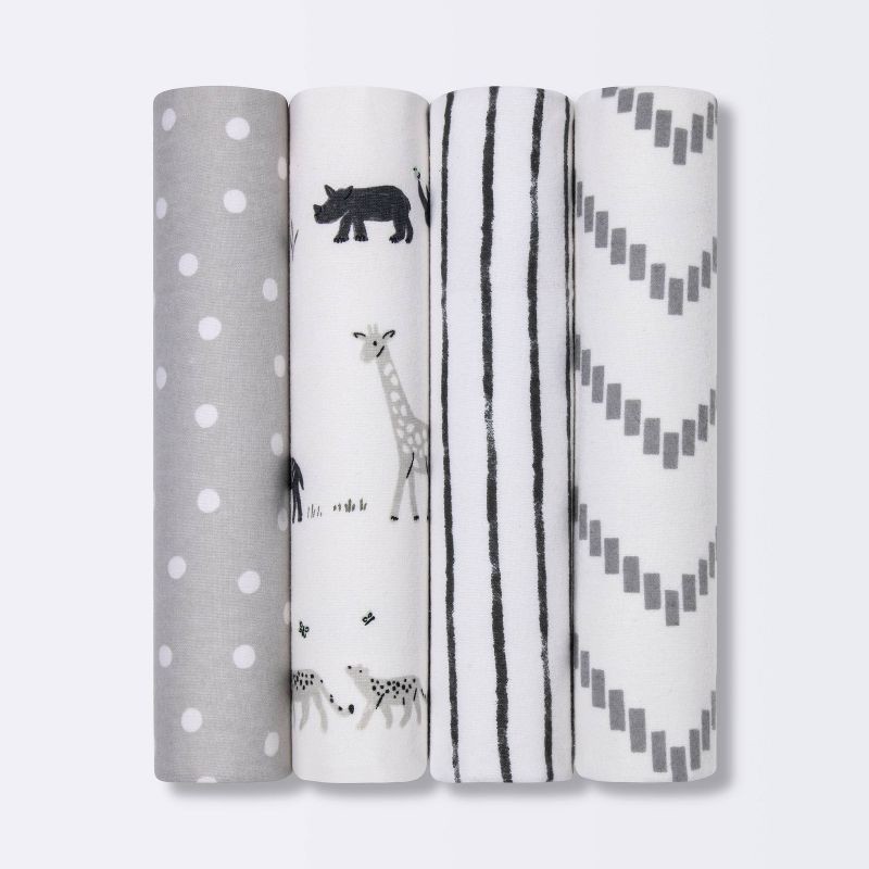 slide 1 of 3, Flannel Baby Blanket - Cloud Island™ Two by Two Animals - 4pk, 4 ct