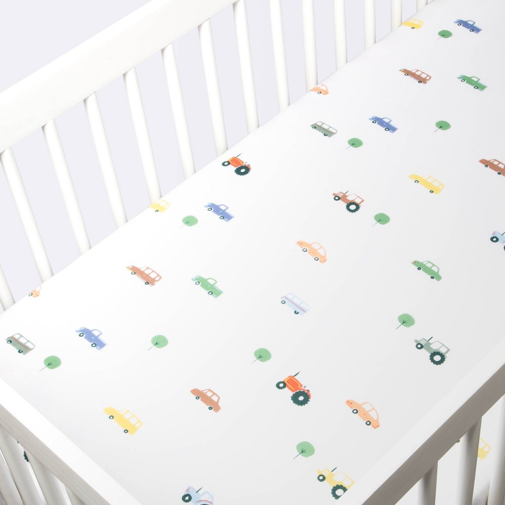 slide 3 of 5, Fitted Crib Sheet - Cloud Island Transportation, 1 ct