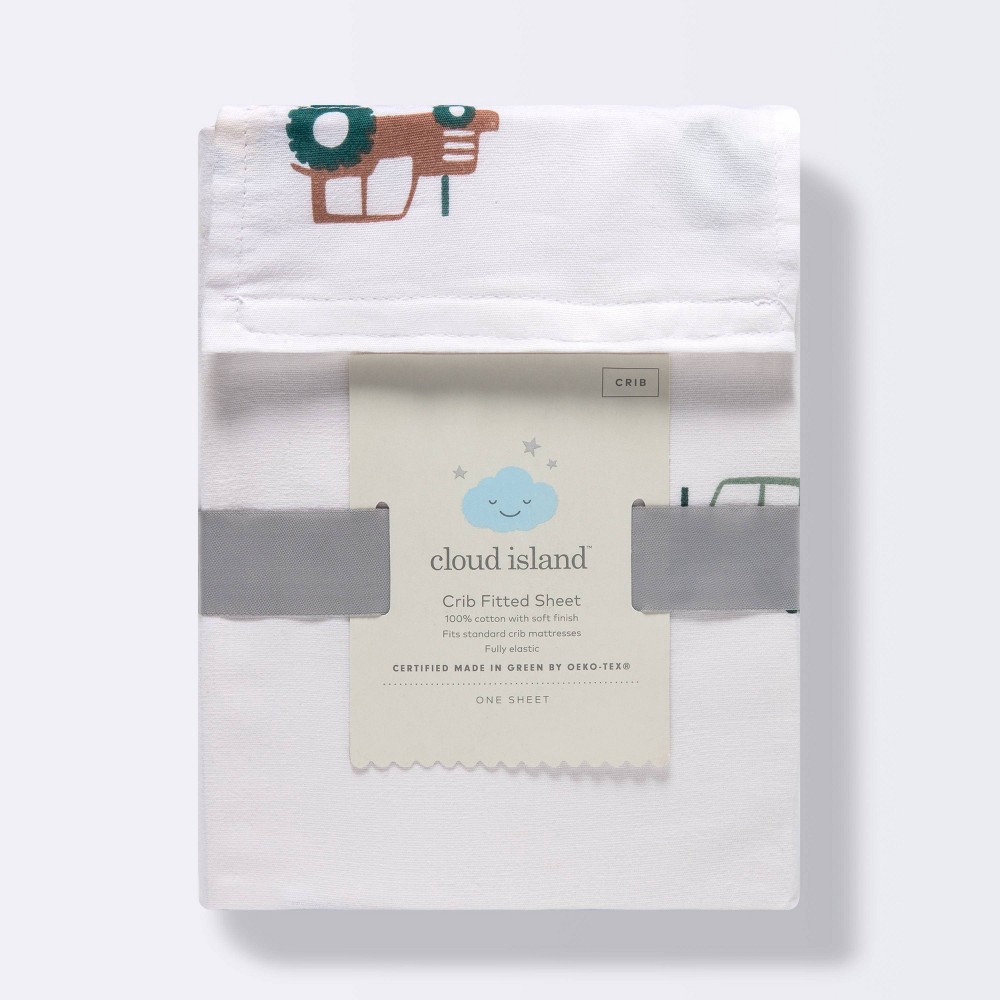 slide 5 of 5, Fitted Crib Sheet - Cloud Island Transportation, 1 ct