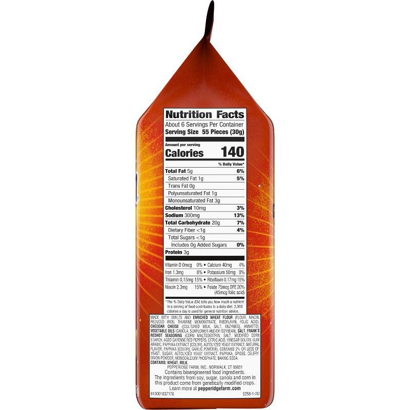 slide 2 of 7, Goldfish Crackers Frank's Red Hot Snack Crackers Bag - 6.6oz, 6.6 oz