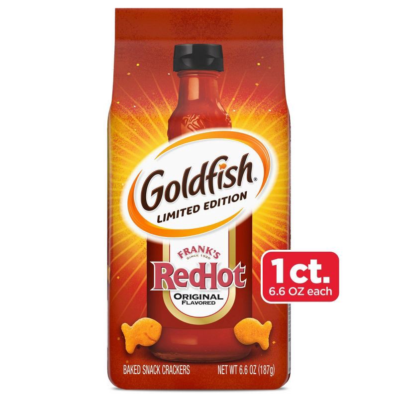 slide 7 of 7, Goldfish Crackers Frank's Red Hot Snack Crackers Bag - 6.6oz, 6.6 oz