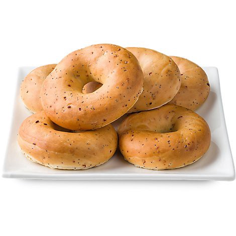 slide 1 of 1, Bakery Bagels Poppy Seed - 6 Count, 6 ct