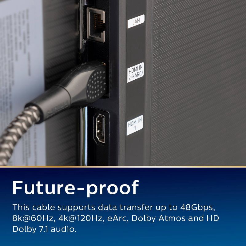 slide 6 of 6, Philips 10ft Premium 8K HDMI Cable: Male-to-Male AV Cord, 10 ft
