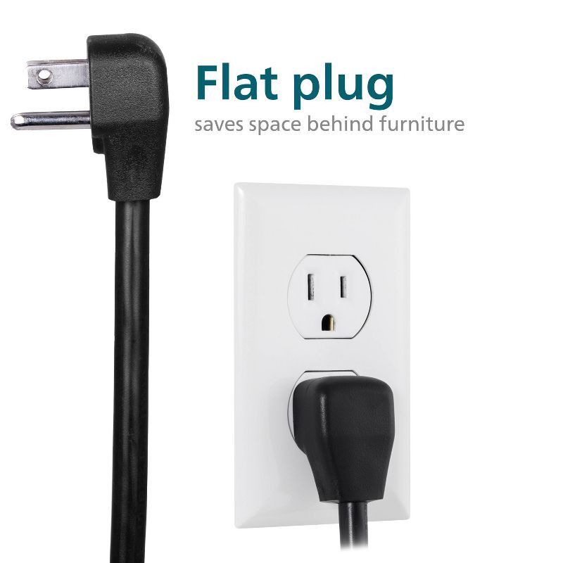 slide 3 of 6, Philips 6-Outlet Surge Protector with 4' Cord - Black: 720 Joules, Compact Design, 1 ct