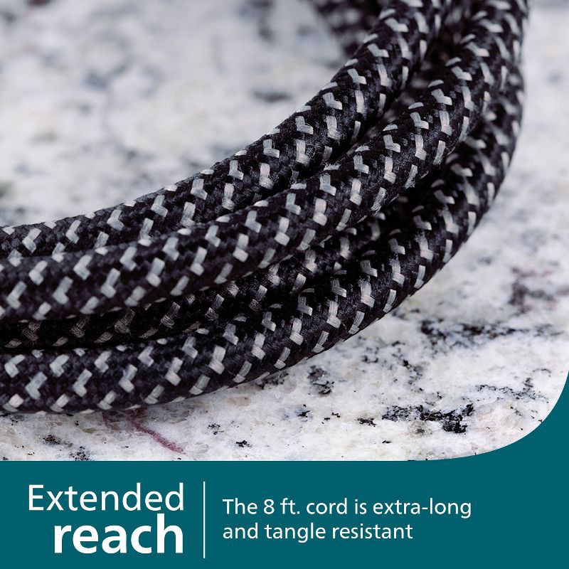 slide 4 of 7, Philips 8' 3-Outlet Grounded Extension Cord - Black: 13 Amps, 14 AWG Wire Gauge, 1 ct