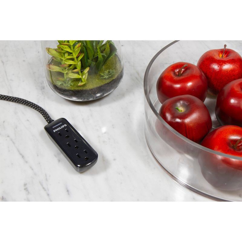 slide 6 of 7, Philips 8' 3-Outlet Grounded Extension Cord - Black: 13 Amps, 14 AWG Wire Gauge, 1 ct