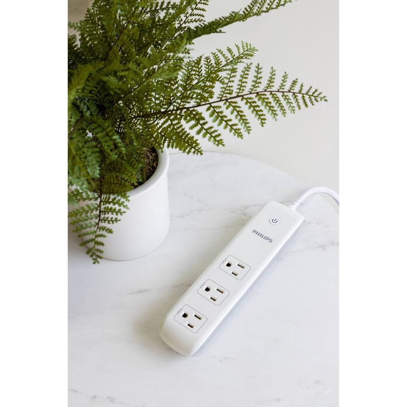 Philips 4' Smart Plug 3-Outlet Extension Cord - White 