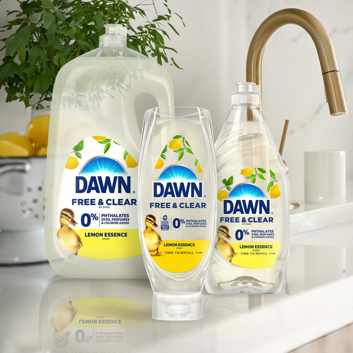 slide 14 of 29, Dawn Free & Clear EZ-Squeeze Dish Soap Liquid, Dishwashing Liquid, Grease Removal, Lemon, 24.3oz, 24.3 oz