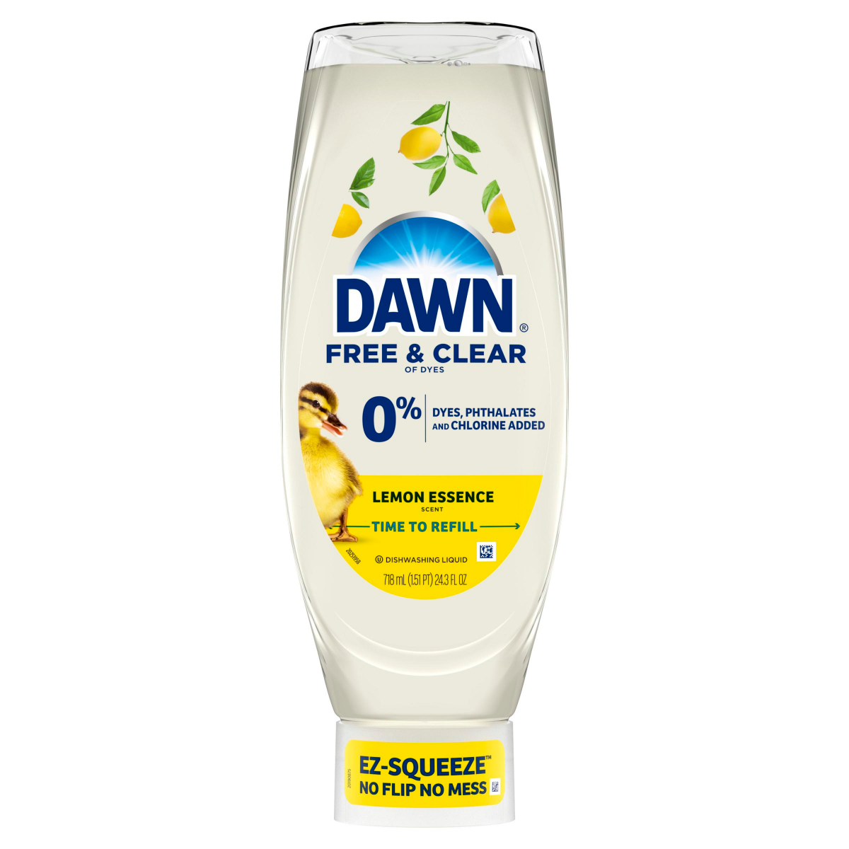 slide 1 of 29, Dawn Free & Clear EZ-Squeeze Dish Soap Liquid, Dishwashing Liquid, Grease Removal, Lemon, 24.3oz, 24.3 oz