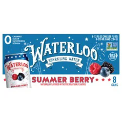 Waterloo Summer Berry Sparkling Water - 8 ct