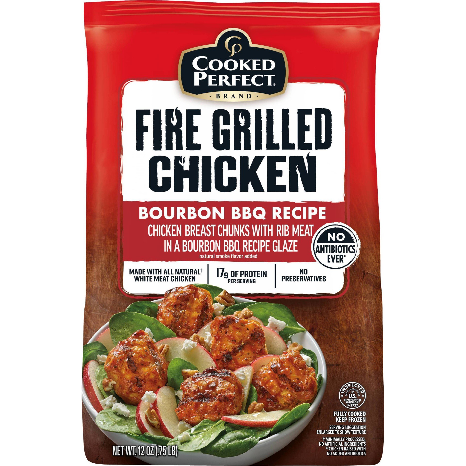 slide 1 of 5, Cooked Perfect Bourbon BBQ Fire Grilled Chicken - Frozen, 12 oz