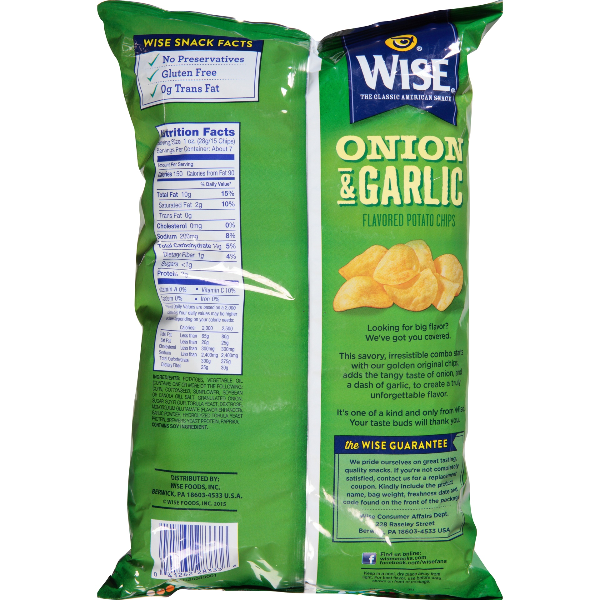 slide 5 of 6, Wise Onion & Garlic Potato Chips, 6.75 oz