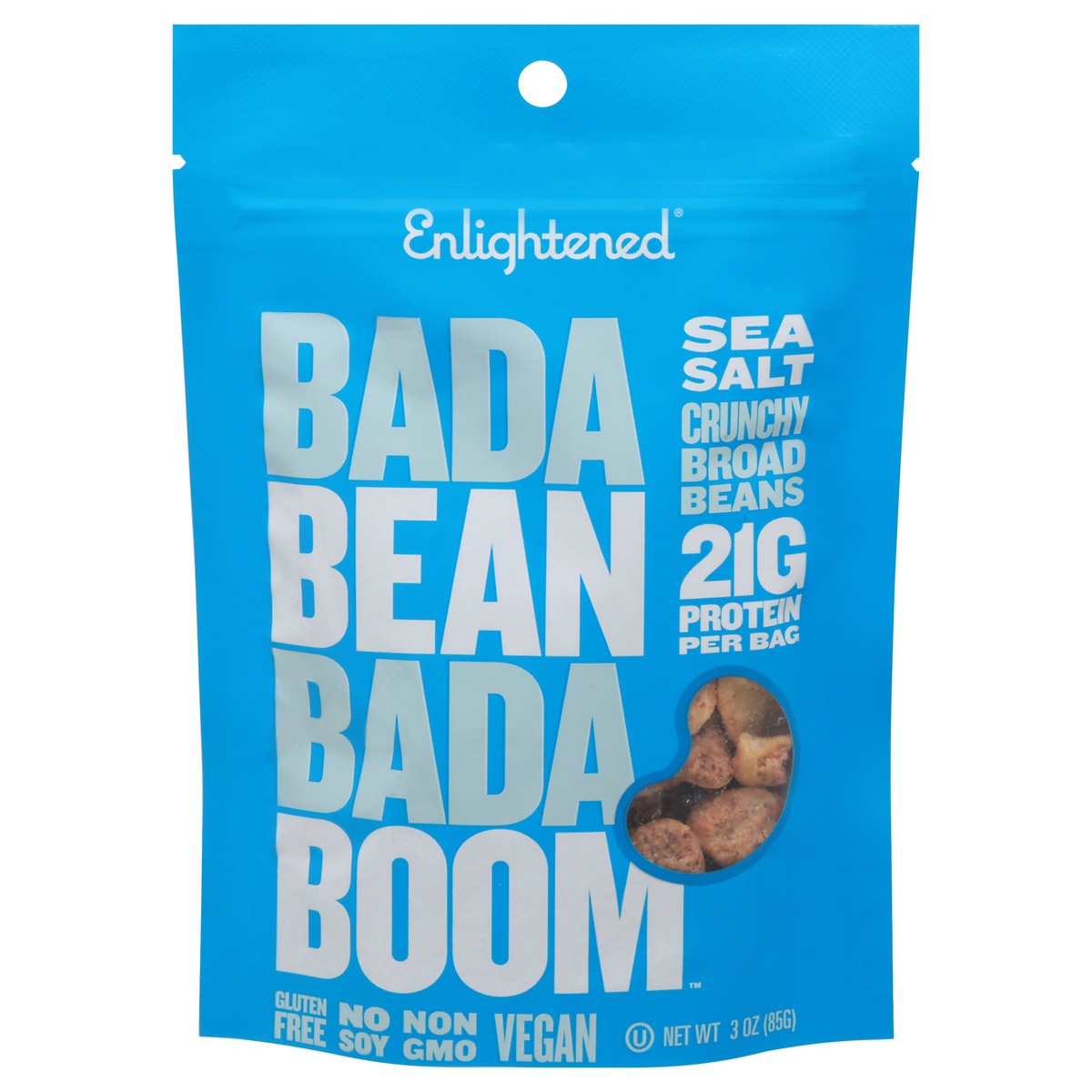 slide 1 of 1, Enlightened Roasted Broad Bean Crisps Sea Salt, 3 oz