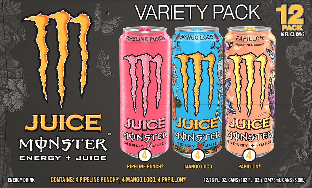 slide 2 of 2, Monster Energy Energy + Juice Energy Drink Variety Pack 12 - 16 fl oz Cans, 12 ct