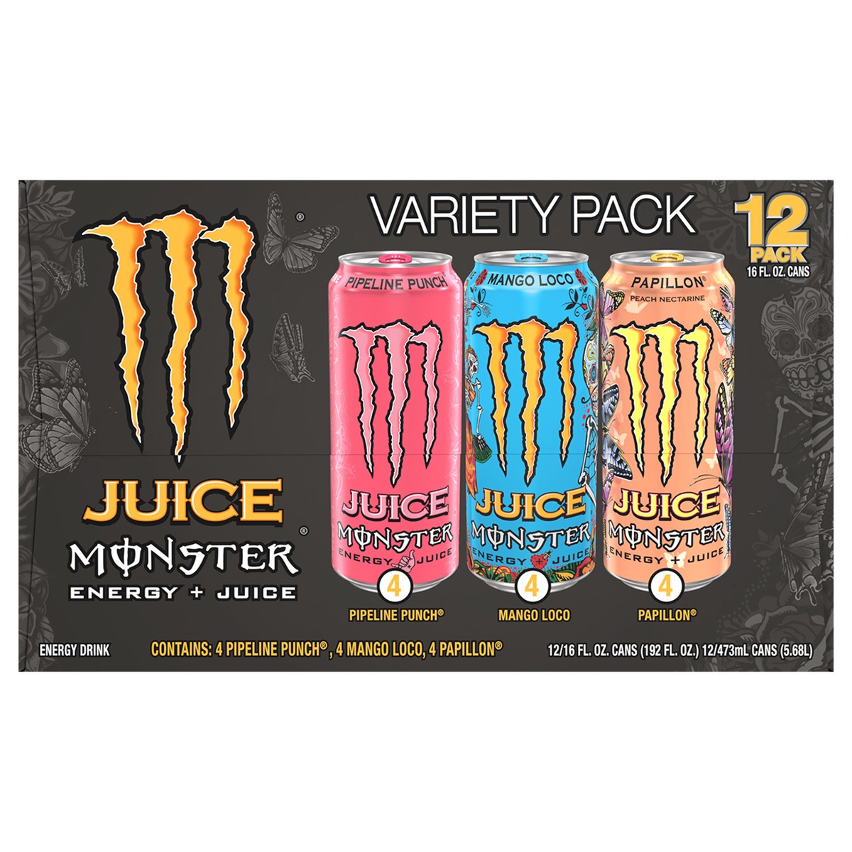 slide 1 of 2, Monster Energy Energy + Juice Energy Drink Variety Pack 12 - 16 fl oz Cans, 12 ct