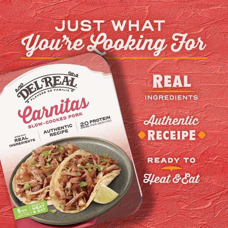 slide 5 of 8, Del Real Foods Del Real Carnitas - 12oz, 12 oz