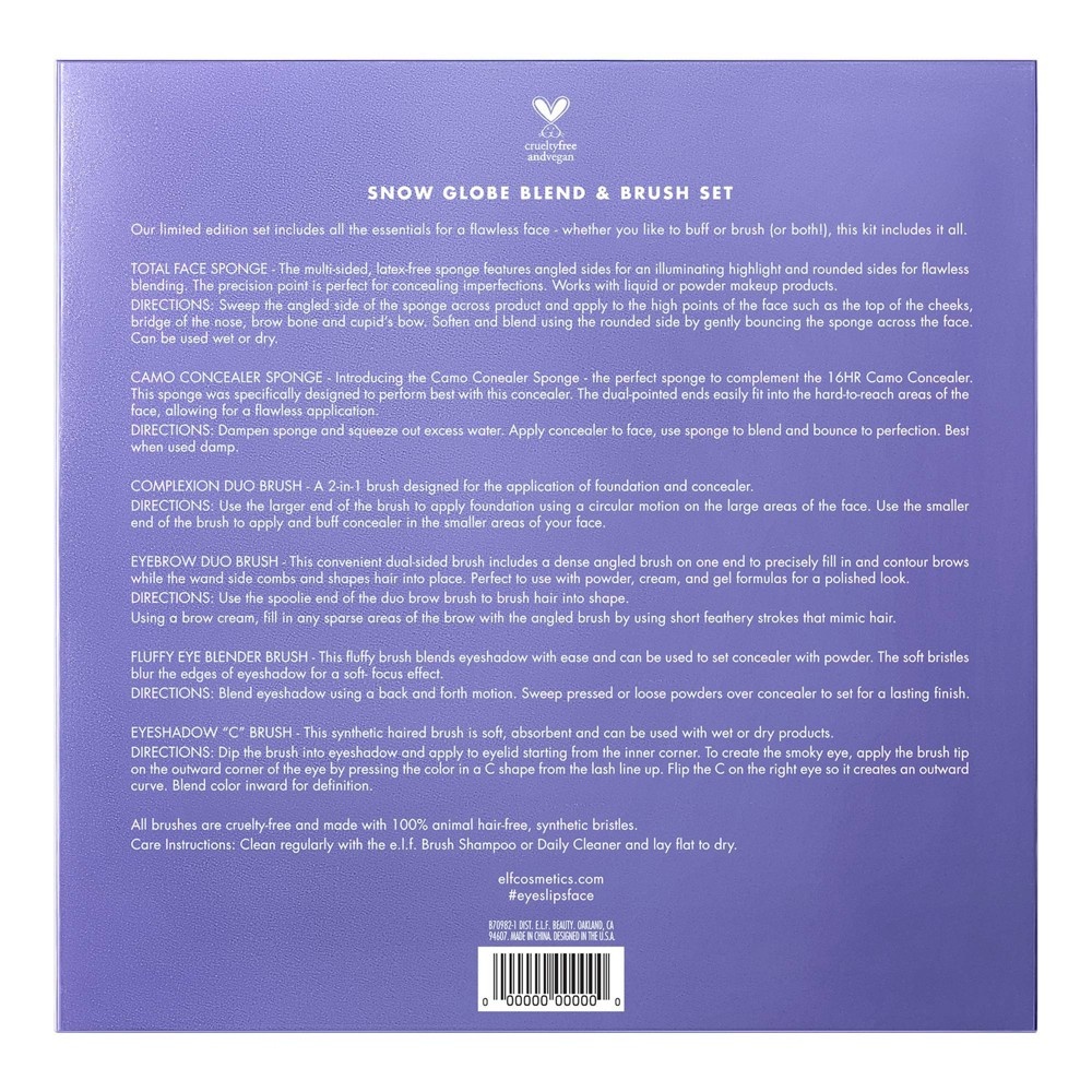 slide 4 of 4, e.l.f. Snow Globe Blend & Brush Holiday Gift Set, 6 ct