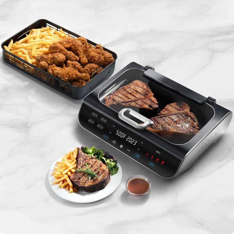 slide 1 of 9, Gourmia FoodStation 5-in-1 Smokeless Grill & Air Fryer with Smoke-Extracting Technology, 1 ct