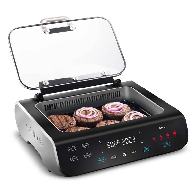 slide 2 of 9, Gourmia FoodStation 5-in-1 Smokeless Grill & Air Fryer with Smoke-Extracting Technology, 1 ct
