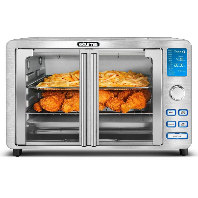 slide 1 of 5, Gourmia 9-Slice Digital Air Fryer Oven with 14 One-Touch Cooking Functions and Auto French Doors: Convection Toaster Oven, 1 ct